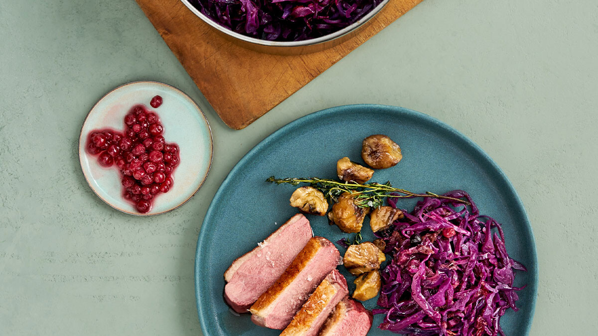 rezept entenbrust ofen rotkraut maronen