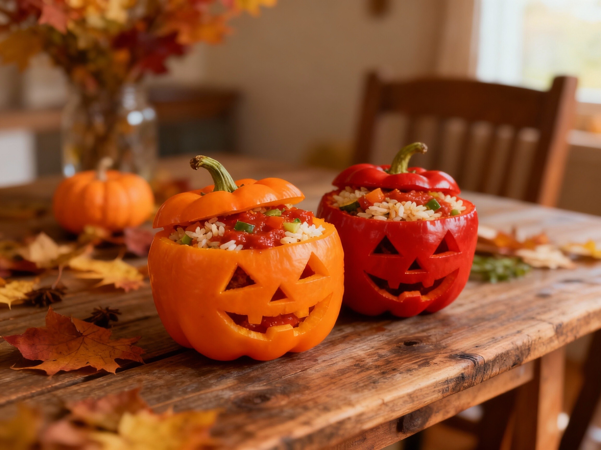 Gefüllte Paprika im Halloween-Style
