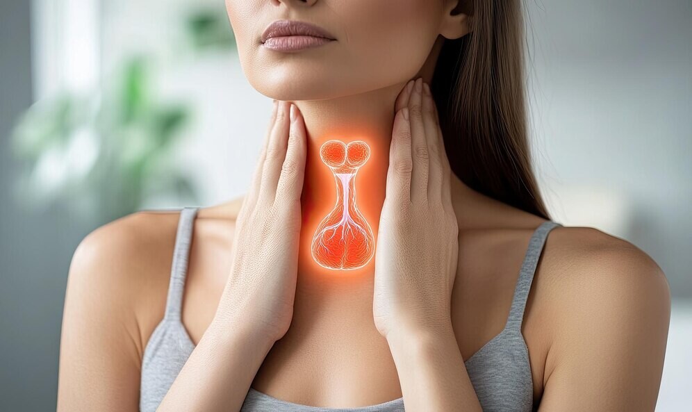 woman touching her throat with anatomical illustration thyroid gland 1063179 2979