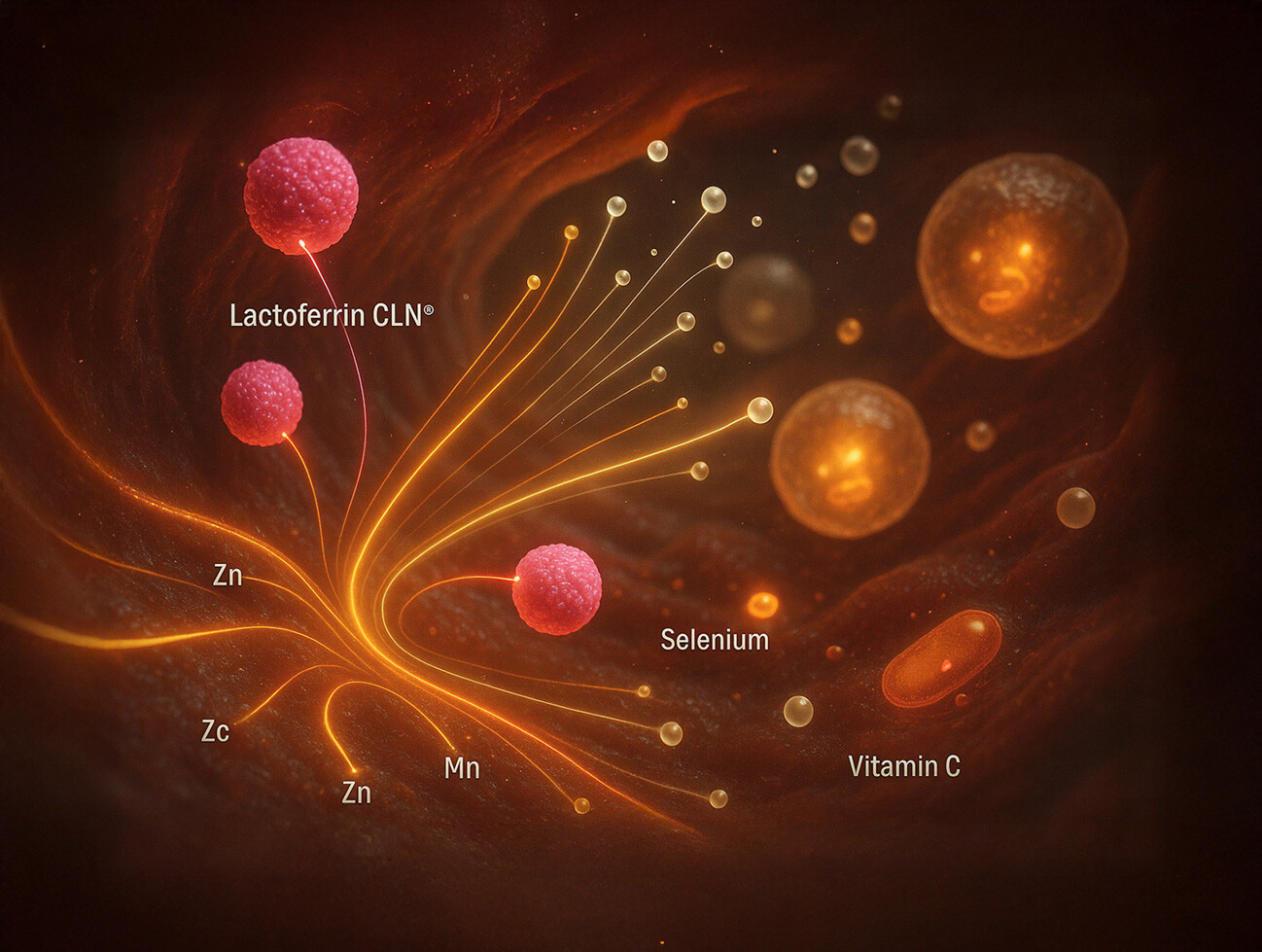 Grafik zur Funktionsweise von Lactoferrin Immun+ im Körper