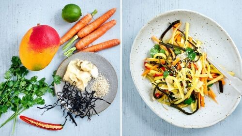 Rezept für veganen Mango-Karotten-Salat. Gesund, glutenfrei und laktosefrei. RESET geeignet.
