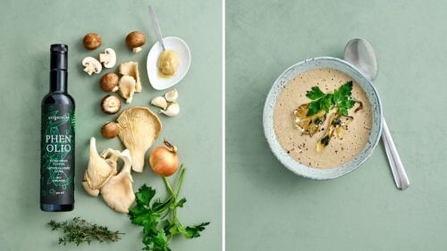 Artgerechte Pilzcremesuppe vorher-nachher