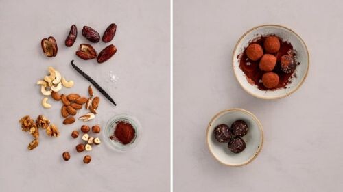 Schoko-Nuss Energy Balls Rezept vorher-nachher