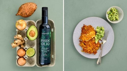 Süßkartoffel-Rösti mit Avocado-Dip Rezept vorher-nachher