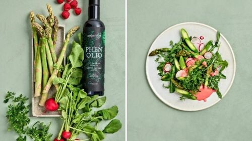 Lauwarmer Spargelsalat mit Himbeer-Vinaigrette vorher-nachher