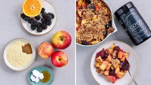 Artgerechter Apfel-Brombeer-Crumble