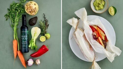Rezept Gemüsepäckchen aus dem Ofen mit Guacamole vorher-nachher